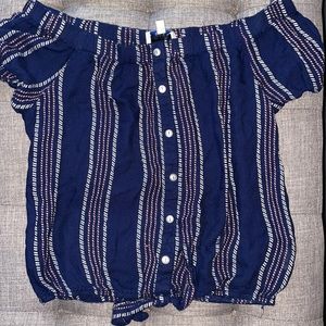 Rope striped Strapless shirt